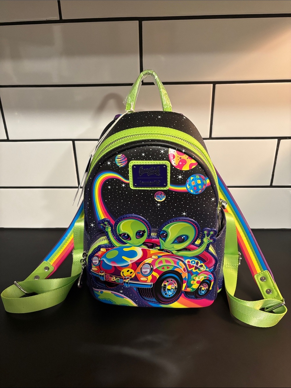 Loungefly x Lisa Frank Cosmic Alien
Ride Glow in the Dark Backpack NWT